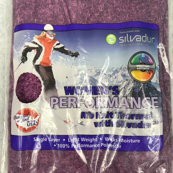 Indera Thermal Leggings Pant Small Ribbed Knit Silvadur Base Layers Wicking Soft - Picture 3 of 9